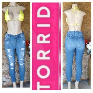 Torrid Blue Distressed Skinny Jeans